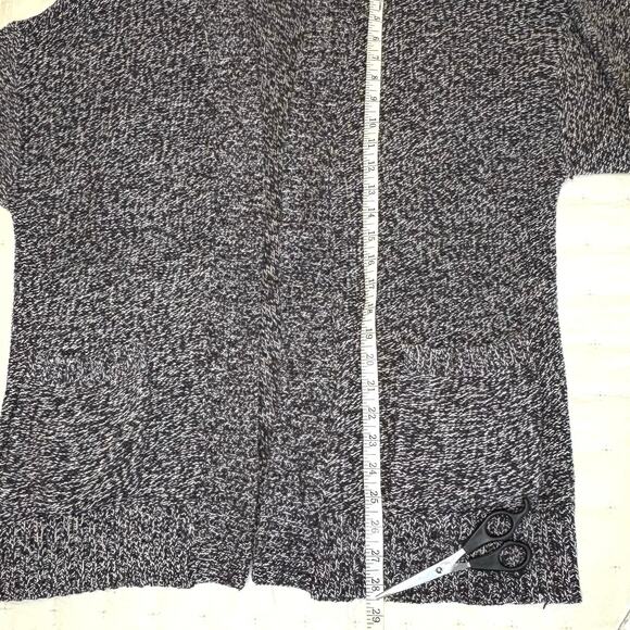 American Eagle Marled Knit Open Cardigan Women's L Black & White - Picture 10 of 13